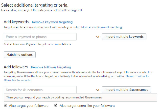 criterios de targeting de Twitter Ads