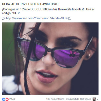 anuncio en Facebook de Hawkers