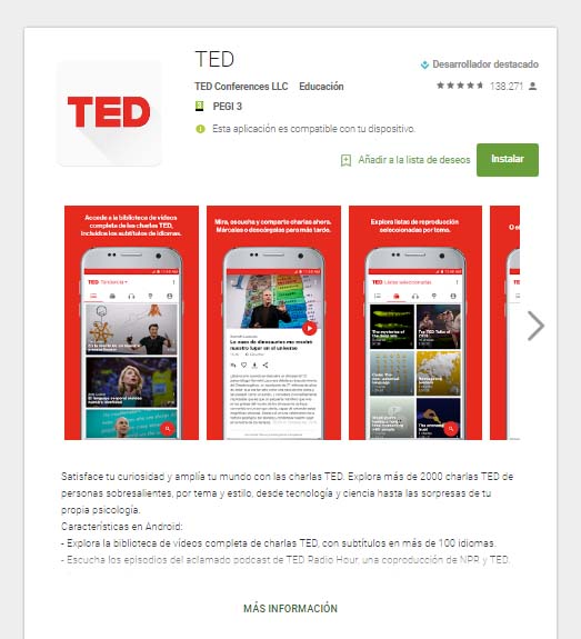 optimización de apps: TED