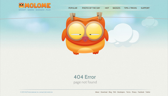 ejemplos de páginas 404: Molome