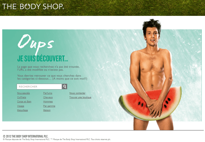 ejemplos de páginas 404: The Body Shop