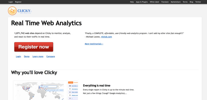 herramientas de analítica web: Clicky