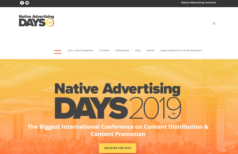 eventos de Marketing Digital en Europa de 2019 - Native Advertising Days