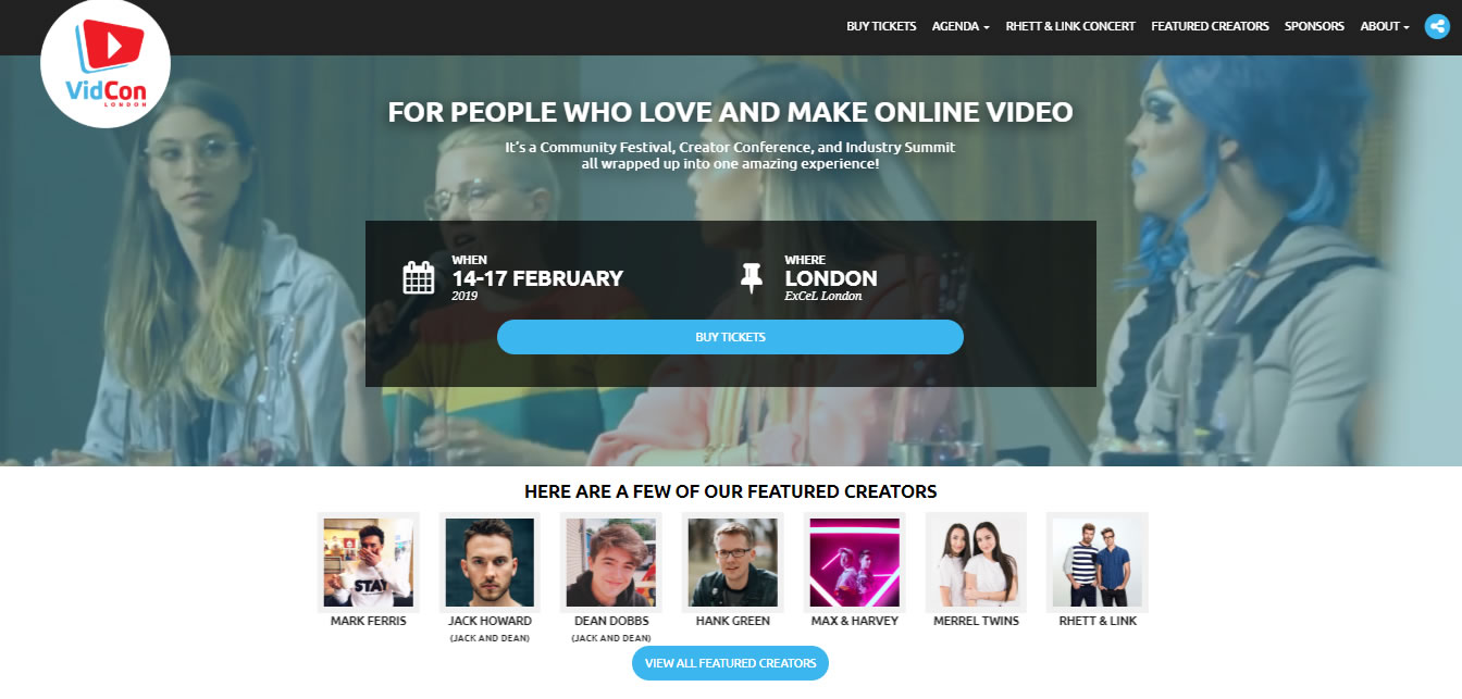eventos de Marketing Digital en Europa de 2019 - VidCon London