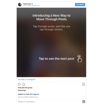 feed horizontal de Instagram