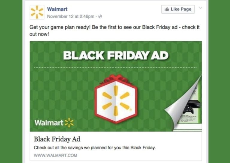 Ejemplos de Social Ads para Black Friday: Wallmart