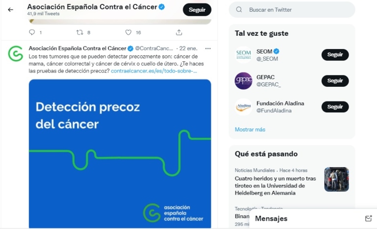 Mejores campañas de Twitter Ads en el 2021: Asociación Española contra el Cáncer 